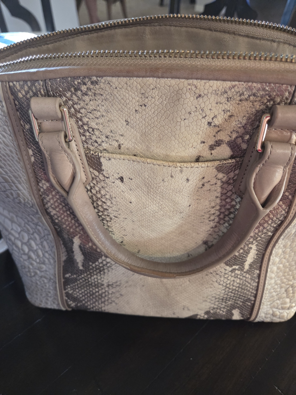 Brahmin Taupe and Cream Snake-Texture Crossbody Satchel/Crossbody - Picture 6 of 16